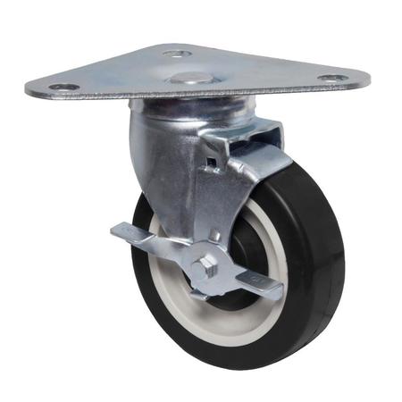 BK RESOURCES 5 in Swivel Plate Caster Set 5HBR-TR5-PLY-PS4
